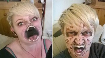 Dona de casa cria maquiagens assustadoras