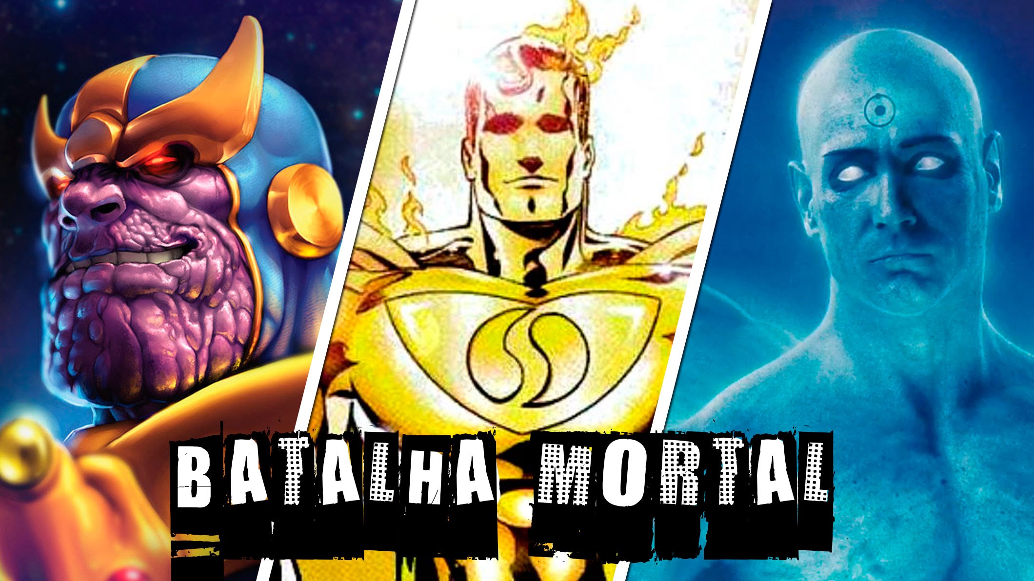 Uma batalha mortal entre Thanos, Superman Prime e Doutor Manhatan