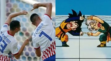 Dragon Ball Z: jogadores do Paraguai comemoram gol com fusão