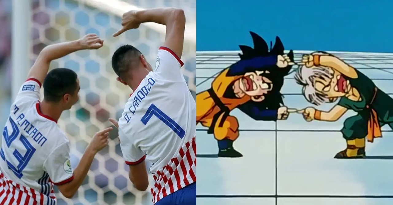 Dragon Ball Z: jogadores do Paraguai comemoram gol com fusão