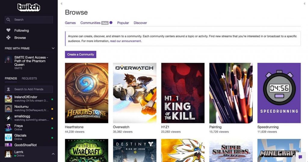 Twitch apresenta Communities, ferramenta para descobrir novos conteúdos