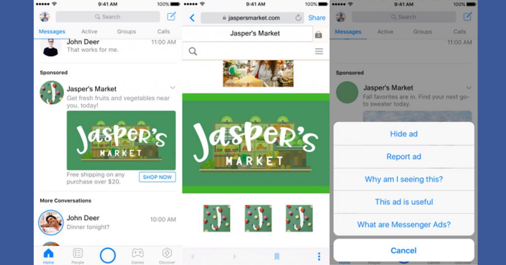 Facebook Messenger começa a testar propagandas dentro do chat