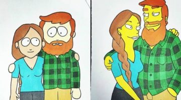 Homem presenteia sua namorada com desenhos dos dois como personagens de animações famosas