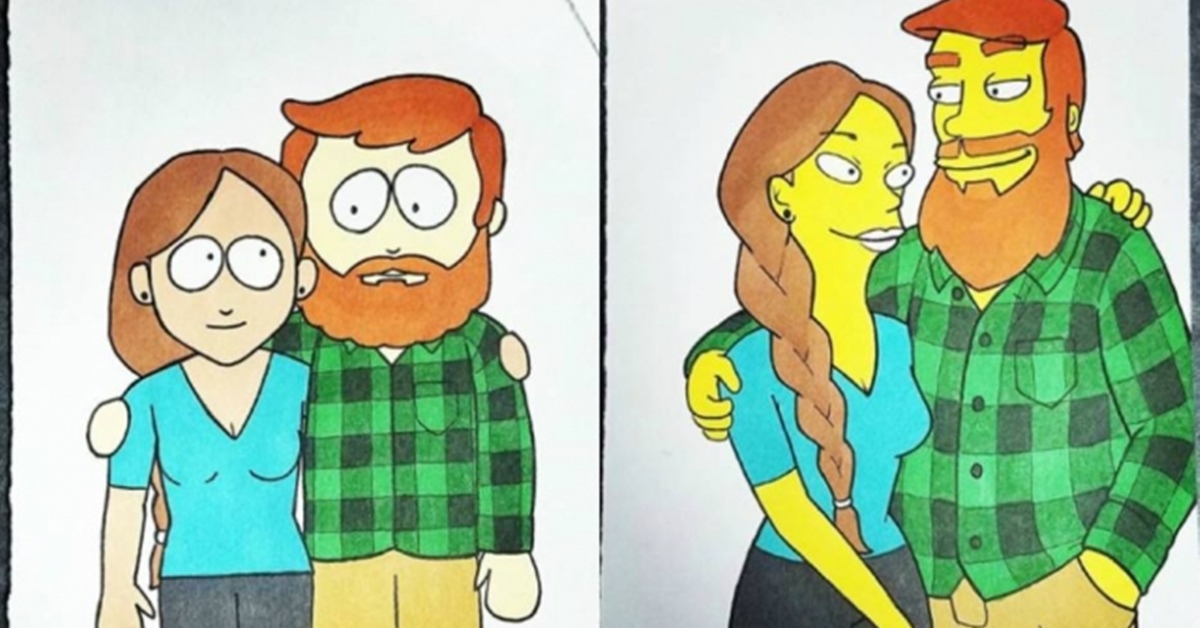 Homem presenteia sua namorada com desenhos dos dois como personagens de animações famosas