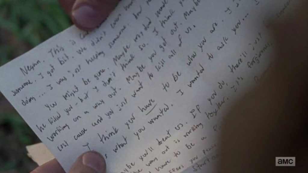 The Walking Dead: imagem revela conteúdo da carta de Carl para Negan