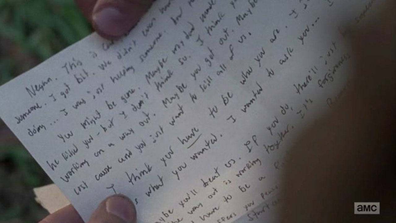 The Walking Dead: imagem revela conteúdo da carta de Carl para Negan