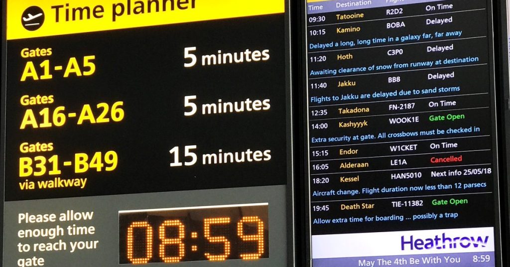 Aeroporto de Londres lança ‘voos’ para planetas de Star Wars