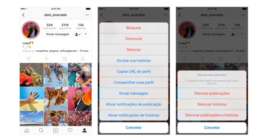 Instagram cria botão para silenciar postagens e stories de amigos