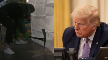 Homem vestido de Hulk destrói estrela de Donald Trump na Calçada da Fama de Hollywood