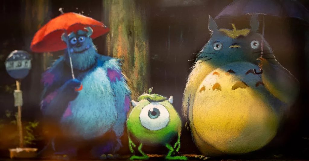 Studio Ghibli divulga poster crossover de Monstros S.A. e Totoro