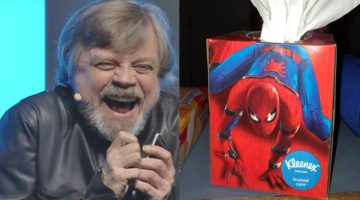 Mark Hamill se diverte com essa caixa de lenços inusitada do Homem-Aranha