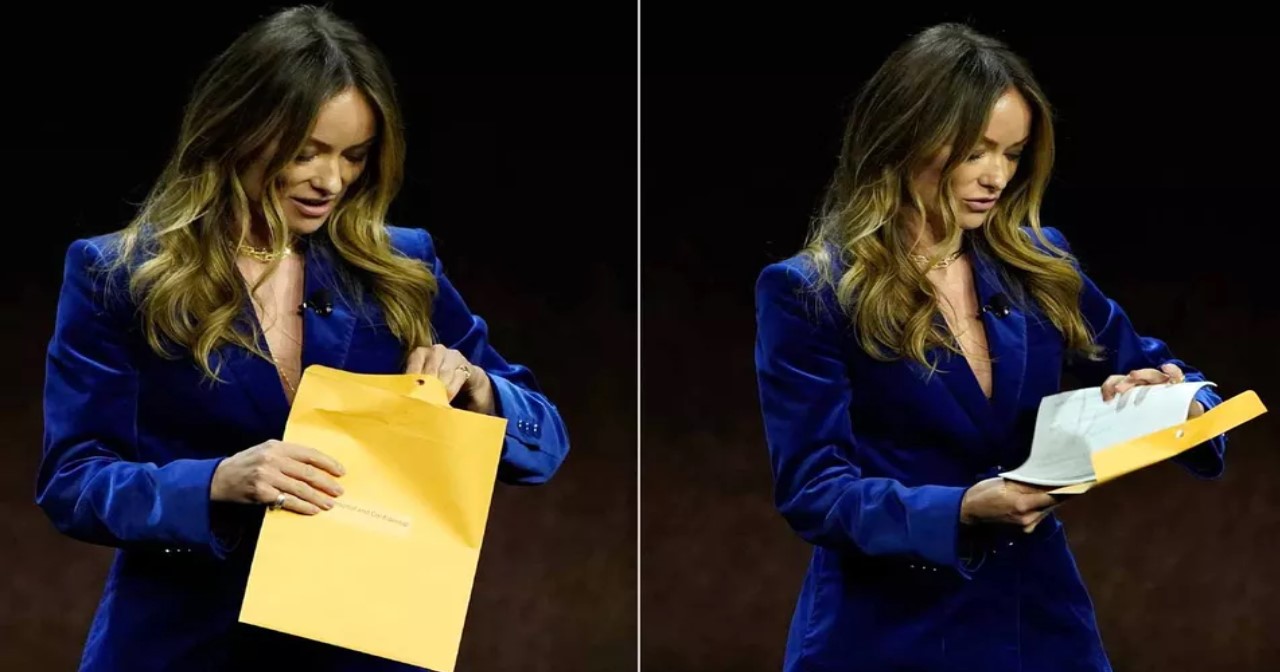 Credo! Oficial de Justiça interrompe Olivia Wilde em evento para entregar intimação