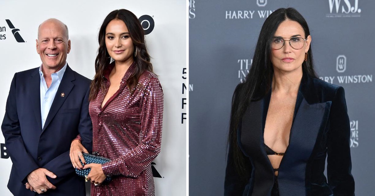 Esposa de Bruce Willis fica possessa com notícias sobre Demi Moore morando com eles