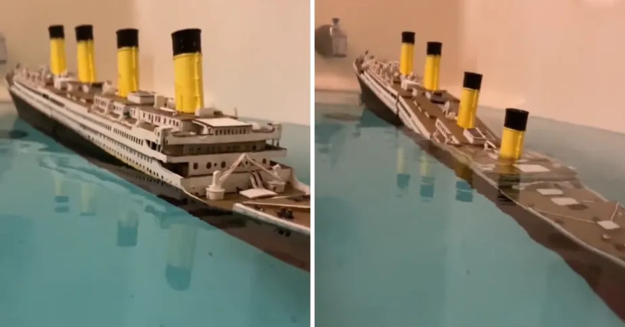 Titanic: vídeo reproduz tragédia em miniatura em uma banheira com precisão