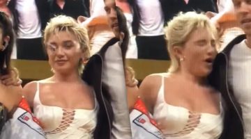 Florence Pugh tem rosto atingido por pulseira jogada por fã na CCXP 2023