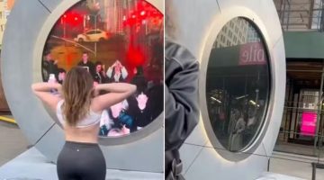 Portal ‘mágico’ que ligava Nova York a Dublin é desligado após mulher exibir os seios