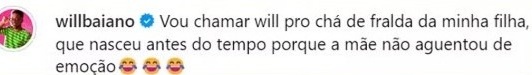 comentário Will Baiano