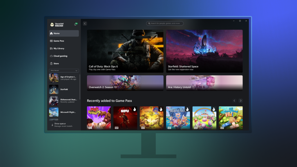 Nova interface no App Xbox para Windows está disponível para Xbox Insiders