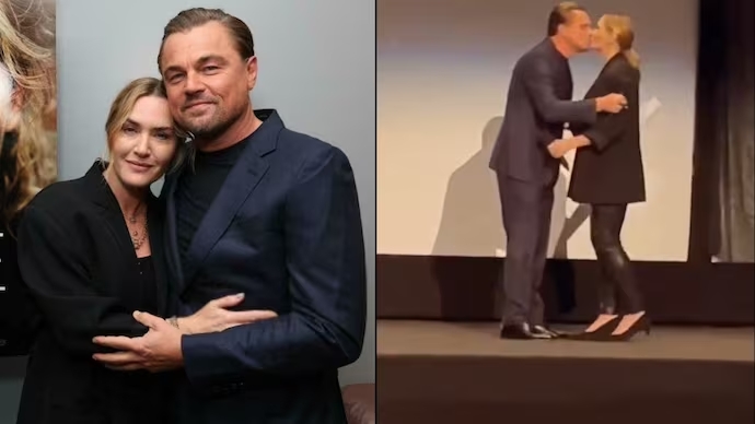 Leonardo DiCaprio e Kate Winslet se beijam, 27 anos após Titanic