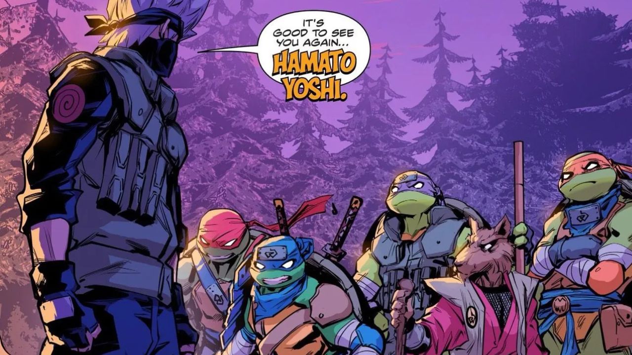 Kakashi e Mestre Splinter se conhecem em crossover Naruto x Tartarugas Ninja