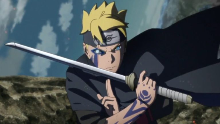 Boruto está empunhando a espada de Sasuke