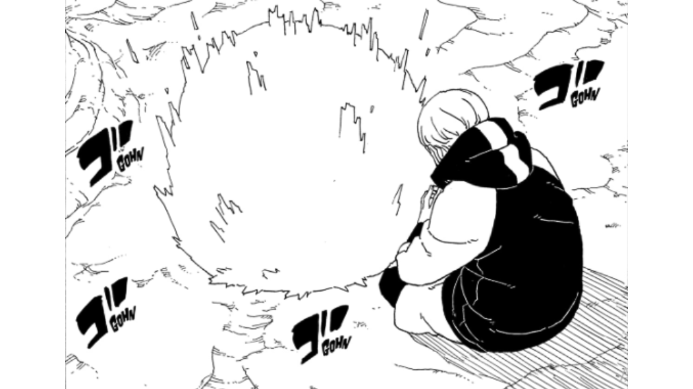 Inojin sentado de frente para sua nova técnica