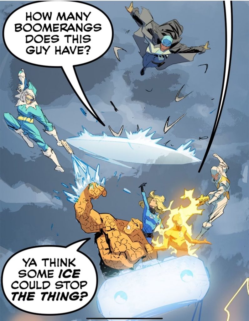 Quarteto Fantástico enfrentando os vilões do Flash