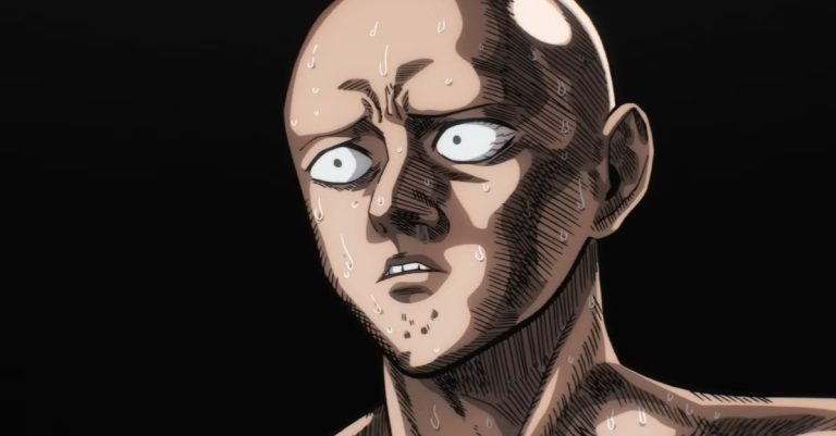 Saitama com expressão assustada