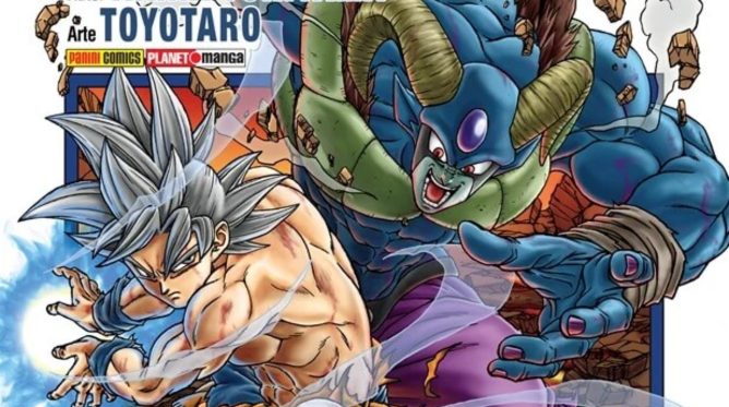 Capa do mangá com Goku e Moro em destaque