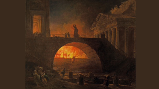 Pintura de roma em ruínas