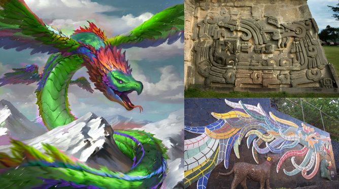Quetzalcoatl, a serpente emplumada em diferentes representações