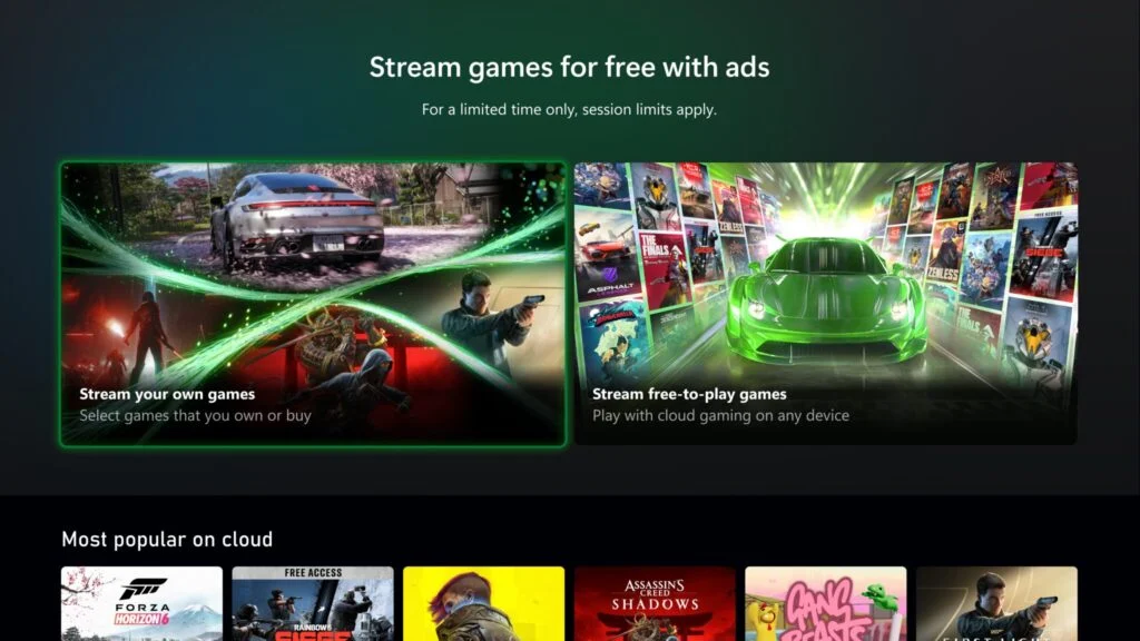 Xbox testa jogos na nuvem de graça com anúncios
