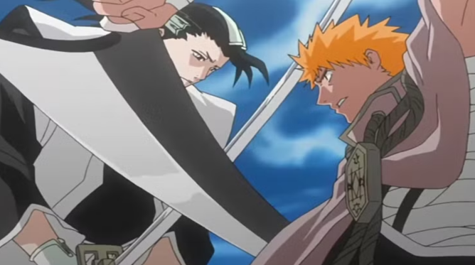 ichigo e byakuya lutando